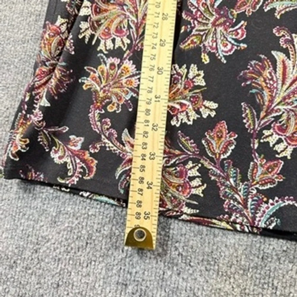 J. Jill Wearever Dress Sz SP Paisley Floral V-Neck 3/4 Sleeve Sheath Boho Artsy